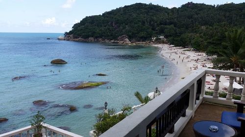 High angle view of beach against sky