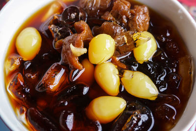 High angle view of food in bowl