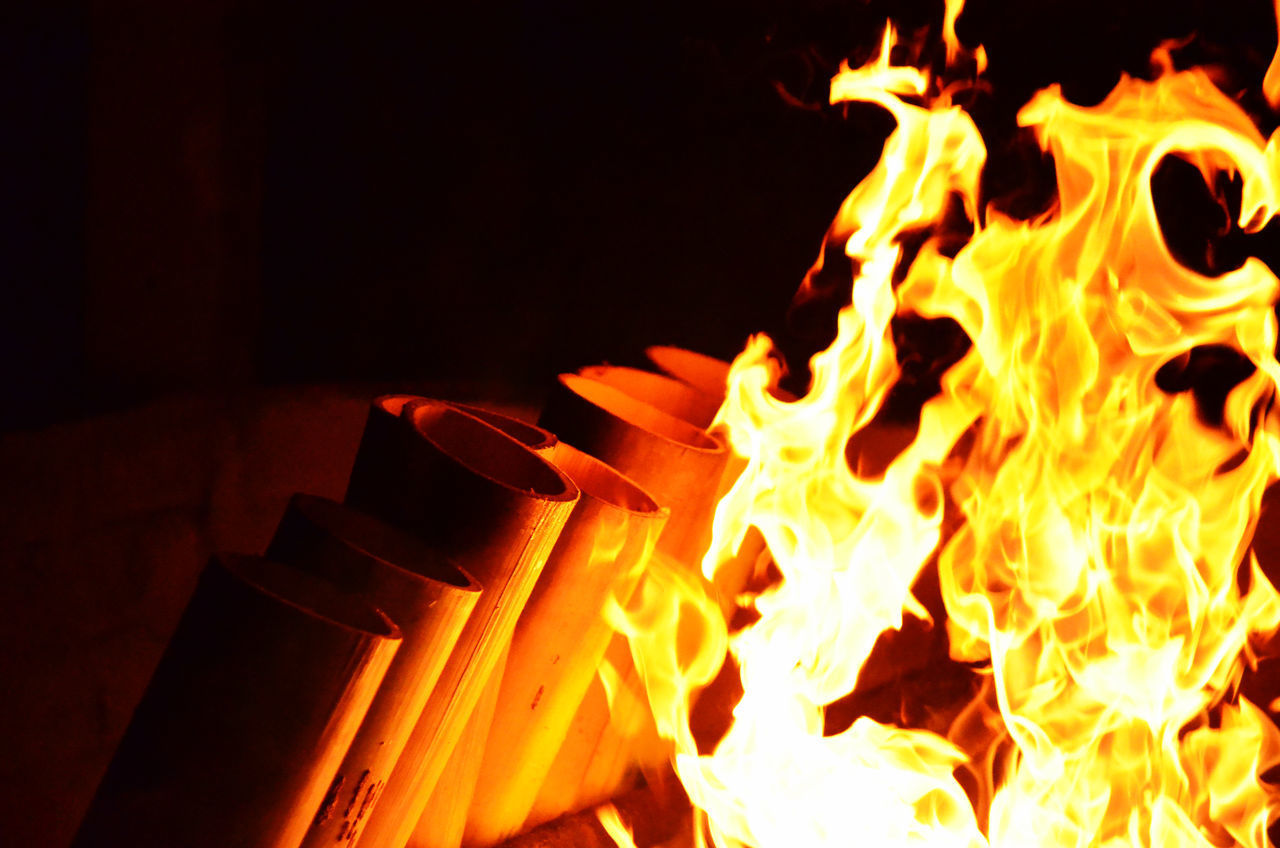 CLOSE-UP OF BONFIRE