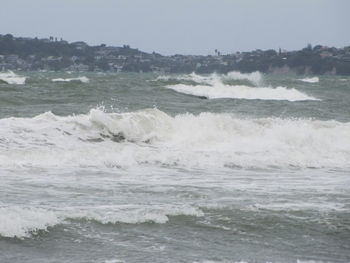 Scenic view of sea against clear sky