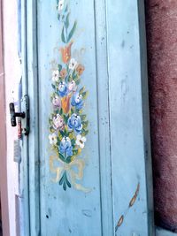 Close-up of closed blue door