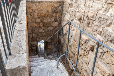 High angle view of staircase by building