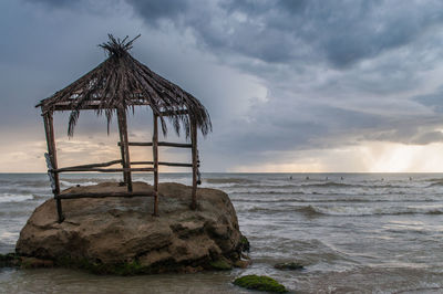 Scenic view of sea against cloudy sky