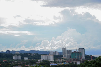 Aerial view of cityscape against sky