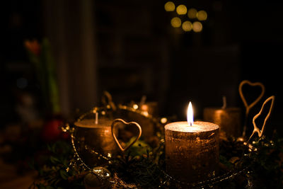 Close-up of illuminated christmas lights