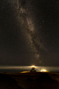 Scenic view of sea against sky at night