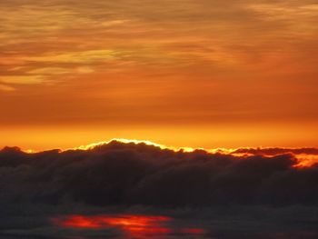 Scenic view of dramatic sky at sunset