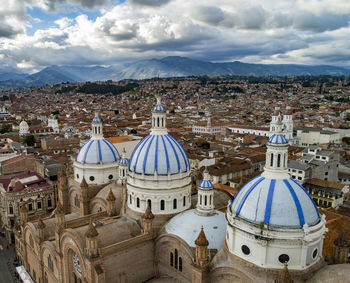 Aerial view of townscape against sky