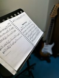 High angle view of paper