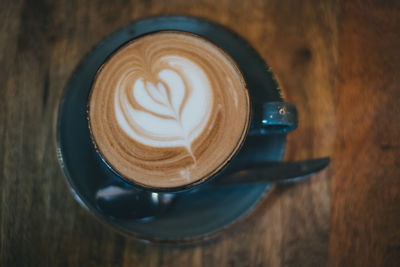 Close-up of coffee cup on table