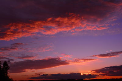 Low angle view of dramatic sky during sunset