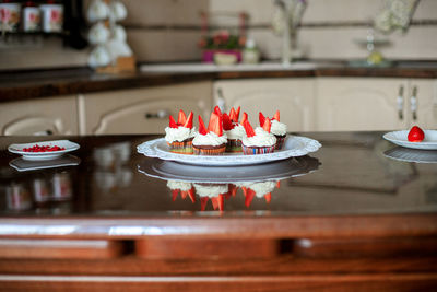 View of cake on table