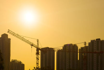 Construction site in hong kong at sunset