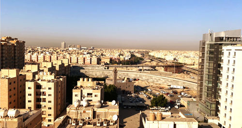 High angle view of townscape against sky
