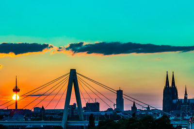 Sunset over cologne's skyline 