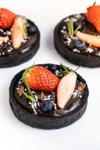 Close-up of strawberries in plate