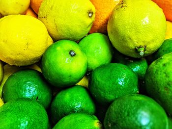 Full frame shot of lemons in market