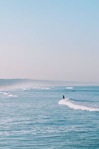 Scenic view of sea against clear sky