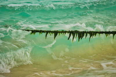 Scenic view of rope on sea