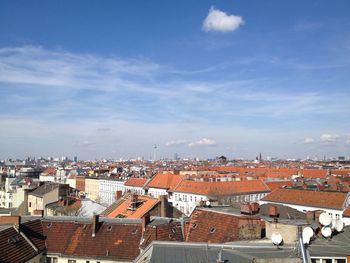 High angle view of townscape against sky