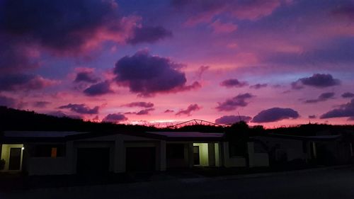 Built structure against sunset sky