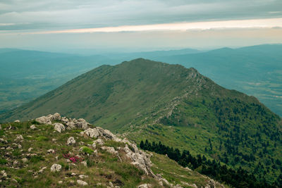 Scenic view of mountains against sky