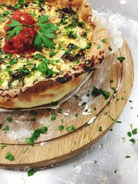 Close-up of pizza on table