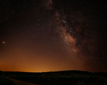 Scenic view of star field against sky at night