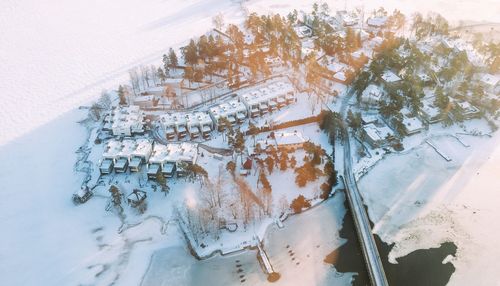 High angle view of snow