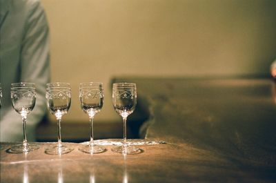 Close-up of wine in glass on table