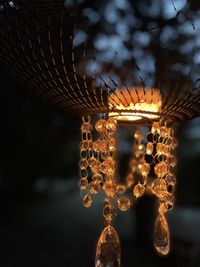 Low angle view of illuminated chandelier
