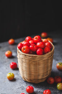 Close-up of strawberries in basket