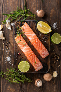 High angle view of food on table