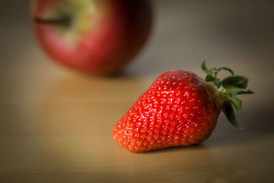 Close-up of strawberries on table