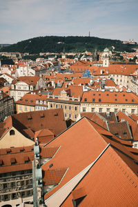 High angle view of townscape, prague