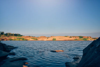 Scenic view of sea against clear sky