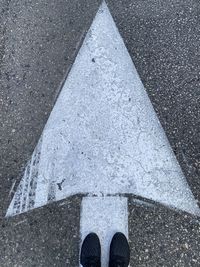 Low section of person standing on road