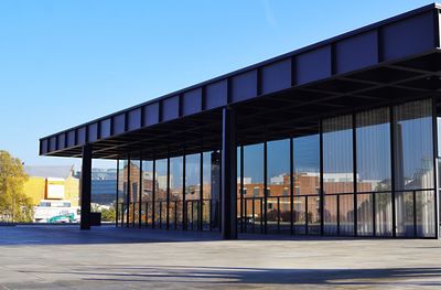 Modern building against clear blue sky