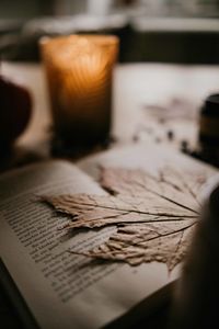 Close-up of book on table