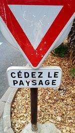 Close-up of road sign