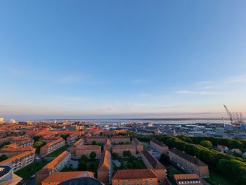 High angle view of townscape against sky