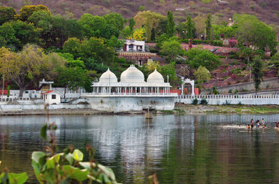 Buildings in a lake