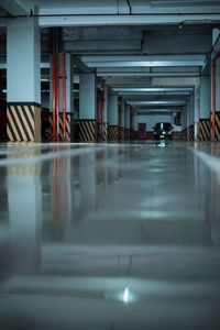 Reflection of people walking in building