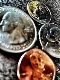 Close-up view of coins