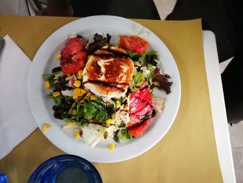 High angle view of meal served in plate