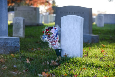 View of tombstone at arlington national cemetery