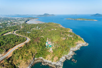 High angle view of sea against sky