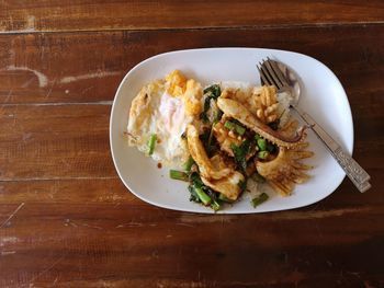 High angle view of meal served in plate