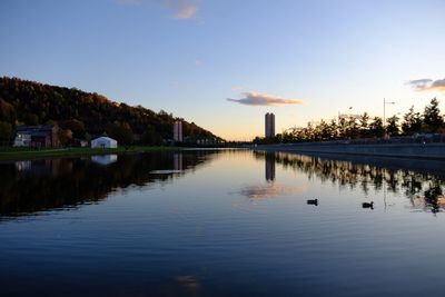 View of lake at sunset