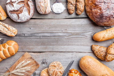 High angle view of breakfast on table